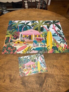 Pink Tropical Cottage Wall Art Print - Home Bath Decor